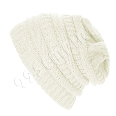 Chapéu de inverno masculino feminino malha desleixado gorro folgado tamanho grande esqui boné desleixado caveira - Imagem 1 de 4