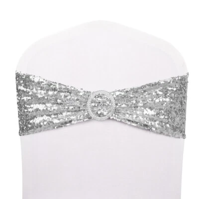 10-100 Spandex Lentejuelas Silla Cubierta Fajas Arcos Alianzas Navidad Boda Banquete Decoración Foto 1 de 4