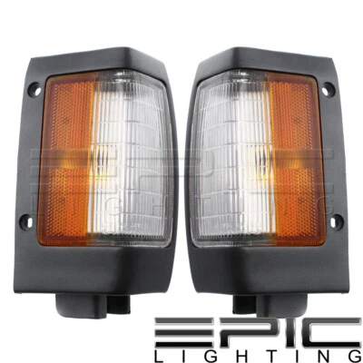 Par de luces de señalización laterales negras izquierda derecha para camioneta Nissan D21 90-97 Foto 1 de 2