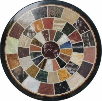 18" black marble table top coffee center inlay lapis mosaic home decor item 2 - Image 1 of 4