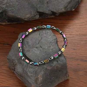 Handmade Hematite Bead Rainbow Magnetic Gemstone Healing Protection Woman Anklet - Picture 1 of 3