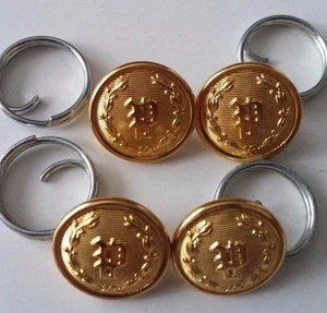 4 goldfarbene P Kranz Polizei 1/4" Knöpfe und 4 Spulen Waterbury Co    - Bild 1 von 4