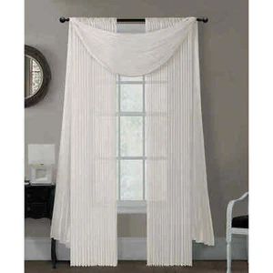 Adriana 216-Inch Sheer Pleated Scarf Window in Oyster - Picture 1 of 2