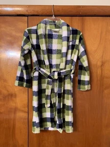 Child’s Robe CALVIN KLEIN SIZE XS 5/6 5-6 Green Blue White Check monogram - Picture 1 of 9