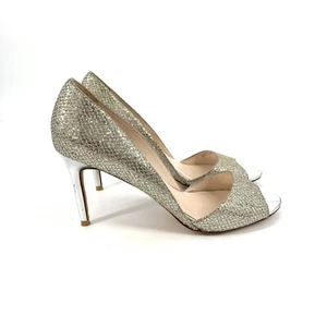 Cole Haan Grand OS Antonia Glitter D'Orsay Peep Toe Pump High Heel 10 Silver - Picture 1 of 8