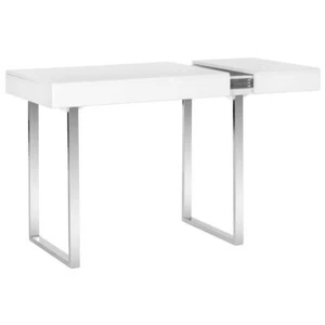 SAFAVIEH Writing Desk 29.5" H X 53.9" W, 1-Drawer Wood Material White/Chrome - Picture 1 of 6