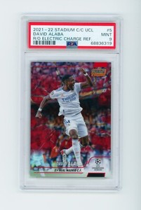 2021 David Alaba Topps Stadium Club Chrome Red/Orange Refractor Card 1/4 PSA 9