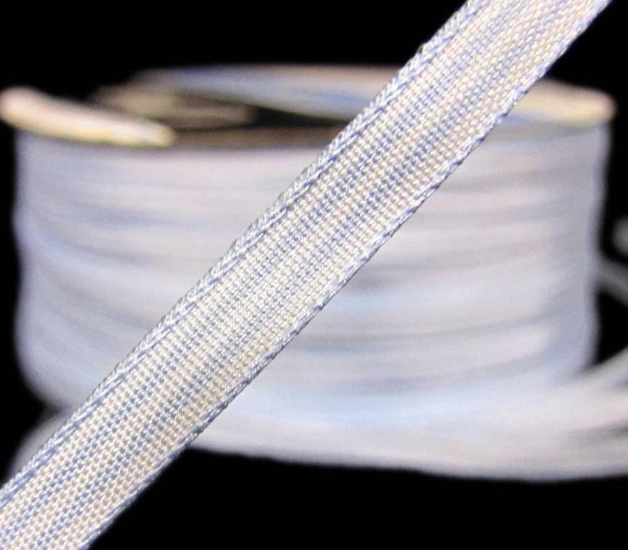 10 Yards Blue White Stripe Striped Narrow Ribbon 3/16"W - Image 1 of 1