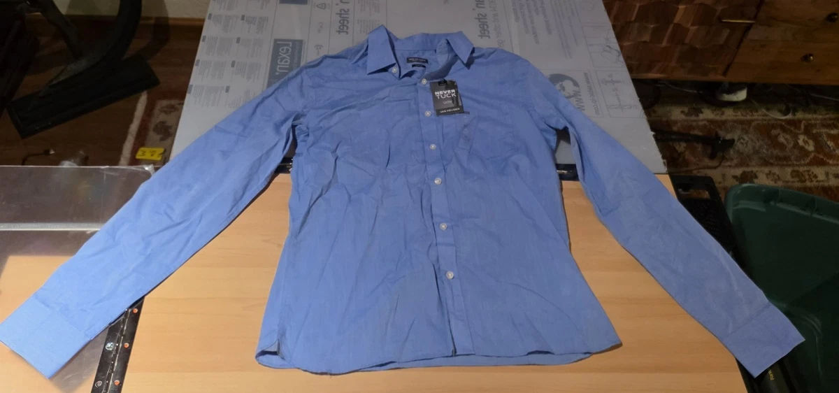 Van Heusen Mens Dress Shirt Regular Fit Van Heusen Men's Flex Collar  Stretch Dress Shirt - Slim Fit, Wrinkle Free, Royal Blue, 15 Neck 34/35  Sleeve Point Collar Long Sleeve Shirt