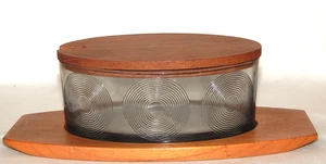 Scandinavian design Marmeladeglas mit Teak - Deckel und - Fuss 1960ies Denmark - Picture 1 of 9