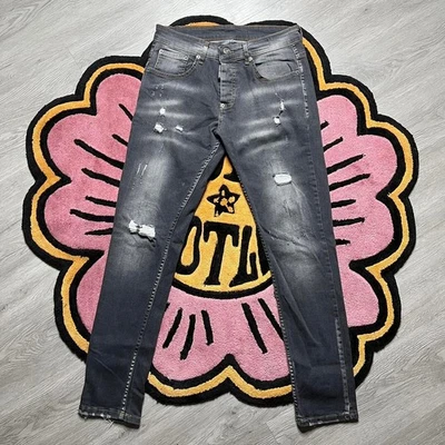 Dsquared2 Distressed Slim Skinny Denim Jeans Size 32 Grey Black - Image 1 of 4