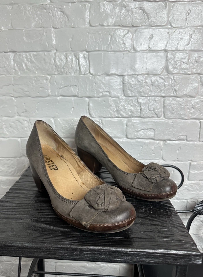 Zapatos de salón Airstep A.S.98 para mujer de cuero marrón con lazo tacón bloque talla 39  Foto 1 de 4