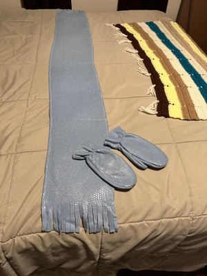 JUEGO DE 2 PIEZAS HECHO A MANO PARA NIÑA, GUANTES Y BUFANDA, TALLA GRANDE, NUEVO Foto 1 de 3