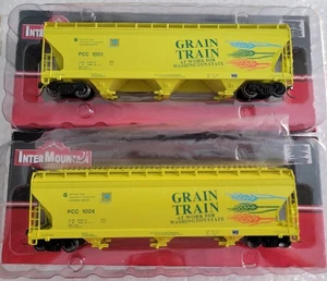 HO Intermountain 47092-13 & 15 PC3 C Grain Train 3 Bay Hoppers #1001 1004 - Picture 1 of 2