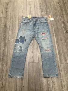 Polo Ralph Lauren SULLIVAN JEANS SLIM BANDANA PATCH DISTRESS 34x30 - Picture 1 of 3