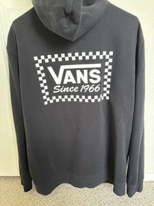 Vans Hoodie Sweatshirt Men’s Large Black Color Vintage Checkered Logo - Picture 1 of 3