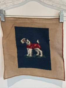 Vintage Airedale Terrier Dog Needlepoint Tapestry 6 1/" x 8" - Picture 1 of 4