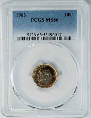 1963 Roosevelt Dime 10c MS66 PCGS ~ Color! 949875-15 - Image 1 of 4