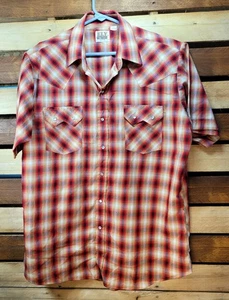 Ely Cattleman Herren Größe Large Western Style Kurzarm Hemd Perlen Druckknopf - Bild 1 von 6