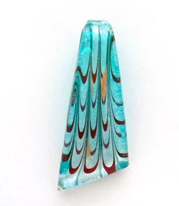 Blue Brown Art Glass Pendant Vintage Lampwork Abstract Waves Jewelry Making - Picture 1 of 3