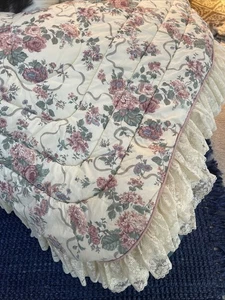 VTG CROSCILL HOME FASHIONS DYNASTY FLORAL EUC COMFORTER COTTAGE CORE 90X80 USA - Picture 1 of 12