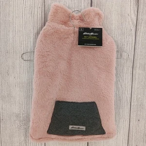 Eddie Bauer Dog Coat Large Pink Faux Fur Charcoal Quilted Jersey Lining Jacket - Picture 1 of 11