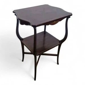 Antique Victorian inlaid mahogany 2 tier side occasional table - Picture 1 of 18