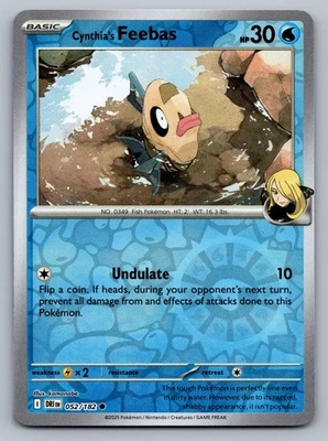 Pokemon TCG SV10: Destined Rivals Cynthia's Feebas 052/182 Reverse Holo - Image 1 of 2