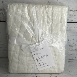 NEW Pottery Barn Belgian Flax Linen Handcrafted Quilted EURO Sham~Ivory - Bild 1 von 3