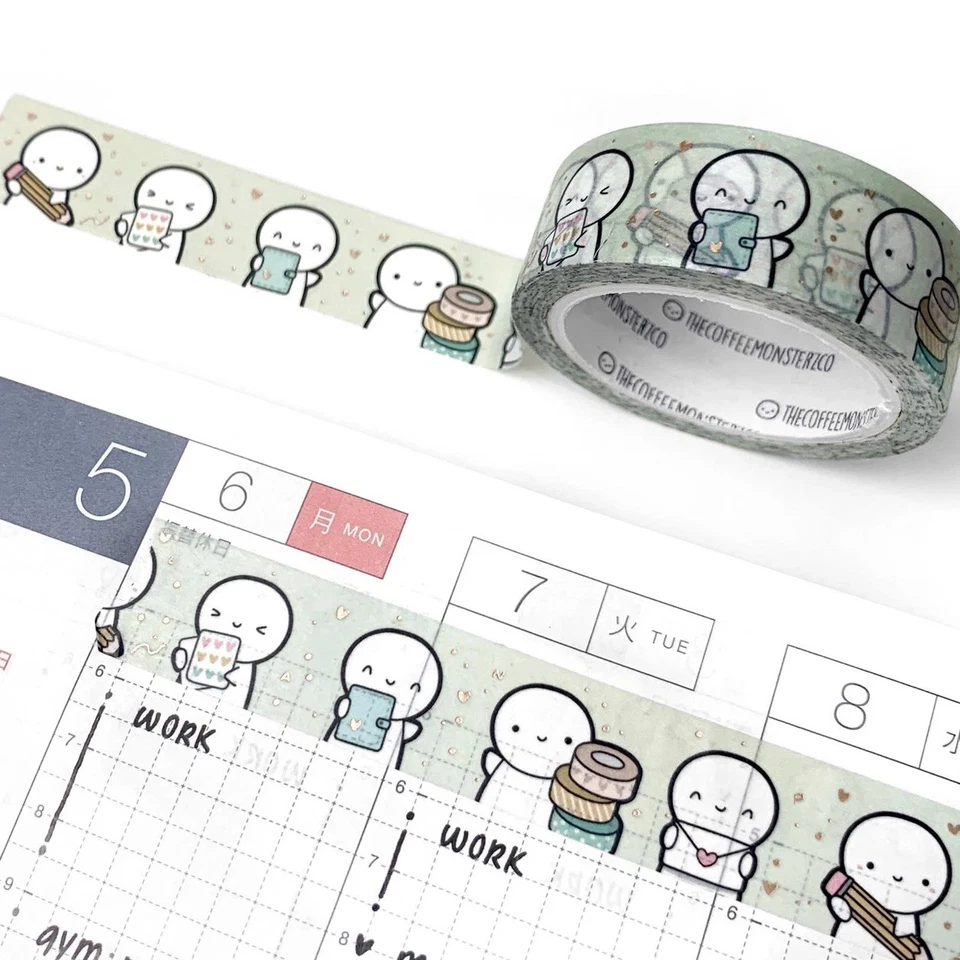 NEW The Coffee Monsterz Co TCMC Planning Time 2.0 15mm Washi Tape Roll - Image 1 of 3