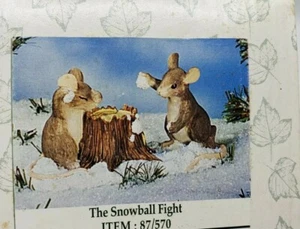 Charming Tails figurine mouse Fitz and Floyd Snowball fight mice - Picture 1 of 10
