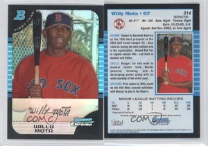 2005 Bowman Chrome First Year Refractor Willy Mota #314 Rookie RC