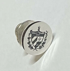 Sterling Silber rhodiniertes Kuba Wappen "Escudo Cubano" Tie Tack - Bild 1 von 5