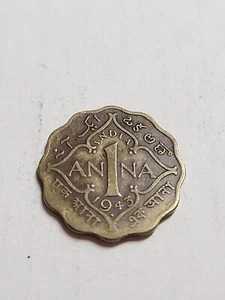 1943 India 1 anna coin - Lot BT176 - Picture 1 of 2