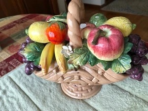 Vintage Sorrento Arnart Ceramic Fruit Basket Grape Apple Banana Made in Japan - Picture 1 of 8