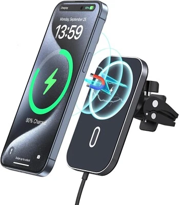 Supporto Auto Funzione Ricarica Wireless Cellulare 15W Magnetico iPhone 15/14/13 - Immagine 1 di 4