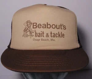 Vintage Beabout Bait Tackle Fishing Snapback Trucker Hat Osage Beach Missouri MO - Picture 1 of 20