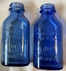 2 Vintage Cobalt Blue Genuine Phillips Milk of Magnesia Glass Bottles 5" - K