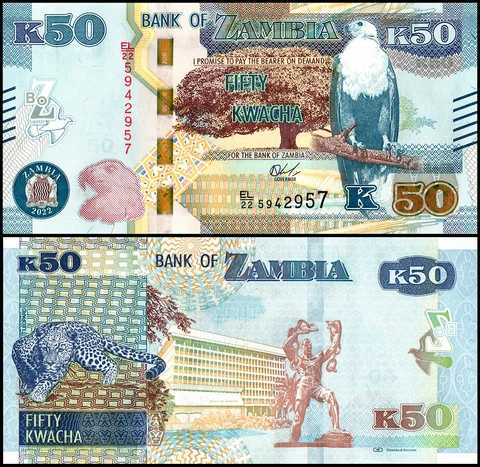 Zambia 50 Kwacha, 2022, P-60a.4, UNC Cover
