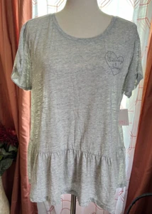 Make + Model Nordstrom lounge top heather gray peplum short slv knit size L NWT - Picture 1 of 5