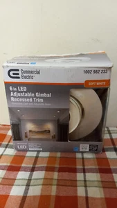 Commercial Electric Adjustable Angle LED Recessed Trim Gimble Light 1002 982 233 - Picture 1 of 8