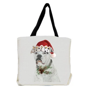 White Boxer Christmas Tote Bag - Picture 1 of 1