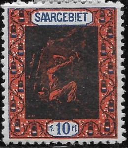 GERMANY SC#69 SAAR LAND   Landscapes issue fine 10PF MH OG 🔥MINER AT WORK - Picture 1 of 2