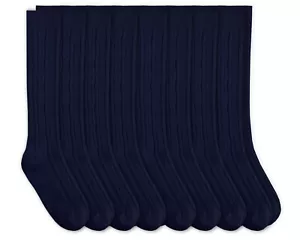 Jefferies Socks Girls Cable Knit Knee High Acrylic School Uniform Dress Sock 8PK - Picture 1 of 16