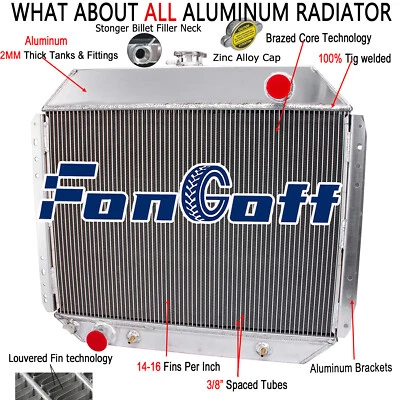 Aluminum 4 Rows Radiator Fit 1968-1978 Ford Bronco F-100 F-150 F-250 F-350 1976 - Image 1 of 4