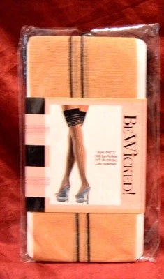 2 Pares Wicked Multi Rayas Top Hasta los Muslos con Costura Trasera Talla Única Desnudo/Negro Z101 Foto 1 de 2