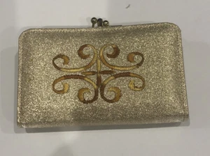 BILLETERA DE MUJER ORO PATRÓN CELTA BOLSO DE MONEDA Sin marca Vintage MUY BUENO - Imagen 1 de 11