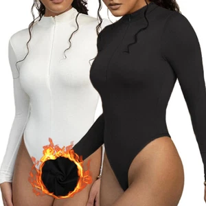 SEXY WOMEN LONG SLEEVE LEOTARD BODYSUIT TOP LADIES STRETCH BODY TOP SHIRT TEE - Picture 1 of 21