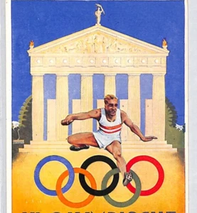 GERMANY Art Postcard OLYMPICS 1936 HURDLER 6pf FOOTBALL Stamp {samwells}PF261 - Picture 1 of 12