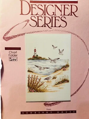 Patrón gráfico punto de cruz contado paisaje marino Sudberry House faro playa Foto 1 de 4